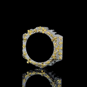 Boîtier de montre de luxe serti de pierres de moissanite, style Hip Hop, plaqué or, avec lunette personnalisée pour homme - Product Image 4