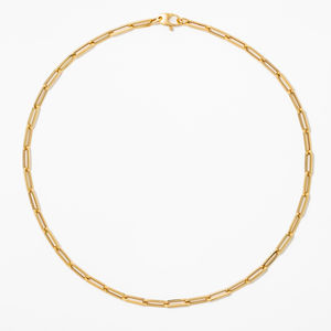 Collar de Oro Amarillo de 14K con Diamantes Cultivados en Laboratorio, Diseño de Cadena Eslabones Tipo Paperclip, Joyería Minimalista y Elegante, Regalo Perfecto para Ella, Ideal para Usar en Capas a Diario - Product Image 1