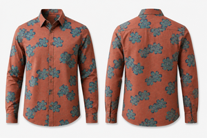 Chemise décontractée à manches longues pour homme, imprimé floral, popeline, boutonnée, pour un usage quotidien en été - Product Image 1