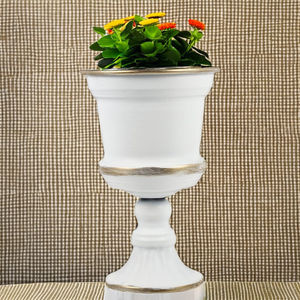 Pot à fleurs/vase en métal doré de luxe, fait à la main, plaqué chrome, écologique, piédestal, décoration de centre de table de mariage, bol à compote, urne - Product Image 2