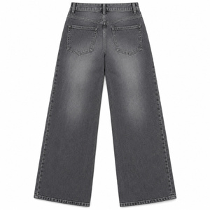 Jean en denim pour femme, taille mi-haute, coupe large, avec poches utilitaires incurvées - Gris fumé - Product Image 2
