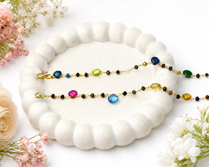 Bracelet de cheville unisexe en laiton plaqué or, artisanal, classique, certifié IGI, avec pierres précieuses naturelles multiples, bijoux en gros - Product Image 4
