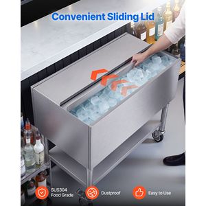 Contenitore per Ghiaccio Commerciale da 100,7 Qt in Acciaio Inox con Coperchio Scorrevole e Portabottiglie - Product Image 6