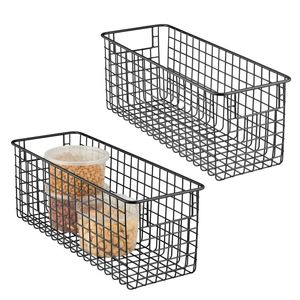 Cesta de Alambre Metálico Hecha a Mano con Asas, Cesta de Almacenamiento de Hierro para Cocina, Frutas y Verduras, Decoración para el Hogar - Product Image 1