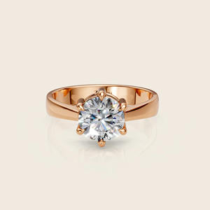 Anillo de compromiso solitario de diamante de corte redondo de lujo – Anillo de boda clásico para mujer, joyería de diamantes - Product Image 1