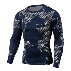 Breathable Factory Supply High Collar Quick Dry Spandex/Polyester Anti-Bacterial Mens <b>Compression</b> <b>Shirt</b> Long Sleeve Rashguar - Product Image 1