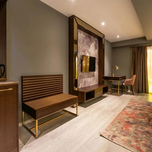 Banco Moderno de Madera de Palisandro con Marco Dorado, Muebles Contemporáneos para Dormitorio de Hotel, Uso Comercial Duradero, Marca Berfa - Product Image 1