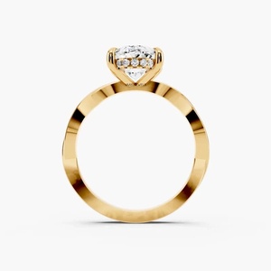 Anillo de Compromiso Solitario con Diamante Cultivado en Laboratorio de Corte Ovalado, Certificado IGI, Banda Trenzada, Engaste de Cuatro Puntas, Oro 10K 14K 18K, Plata 925 935 - Product Image 3