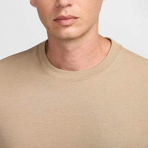 Camiseta de Jersey de Manga Corta con Cuello Redondo para Hombre, Color Sólido, Corte Regular, Estilo Casual, Tejido de Punto, Beige - Product Image 4