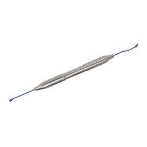 Espátula dental de acero inoxidable de doble punta con revestimiento de titanio azul para relleno y modelado, fabricada en Pakistán - Product Image 2