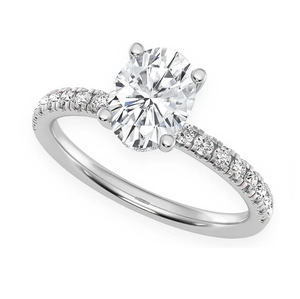Anillo de compromiso de oro macizo de 14k con moissanita de corte ovalado y engaste de cuatro puntas, con engaste de garra, joyería a precio mayorista. - Product Image 3