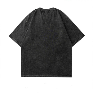 T-shirt vintage surdimensionné en coton 100% délavé à l'acide pour homme, style streetwear hip-hop estival - Product Image 4