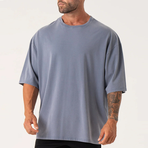 เสื้อยืดโอเวอร์ไซส์ผู้ชาย ผ้าฝ้าย 100% คุณภาพสูง ป้องกันขนร่วง คอโอ ทรงปกติ ผ้าถักจากใยไผ่ หรูหรา - Product Image 1