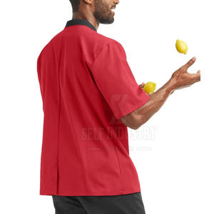 Chemise de Chef Personnalisée en Polycoton de Qualité Supérieure 2025 pour Hôtels et Restaurants, Boutons sur le Devant, Petit Col, Poche Apparente - Product Image 3