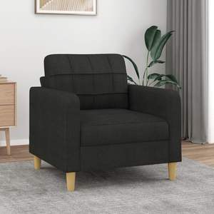 Fauteuil individuel en tissu noir (100 % polyester) pour salon, avec structure en métal et textilène, au design élégant - Product Image 1