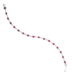 Explore High Grade Quality Solid K14 White Gold Genuine <b>Ruby</b> & Diamond Sleek Tennis <b>Bracelet</b> Anniversary Gift Custom Jewelry - Product Image 6