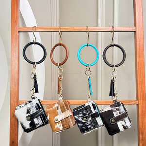 2025 créateur de mode personnalisé véritable cuir de vachette porte-carte de crédit avec bracelet rond porte-clés fermeture éclair porte-monnaie pour les femmes - Product Image 4