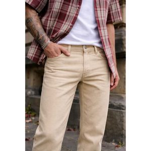 Jeans de Mezclilla para Hombre, Corte Holgado, 100% Algodón, Color Beige Claro, Transpirables, Estilo Urbano, Talla 28-46, Ligeros - Product Image 3