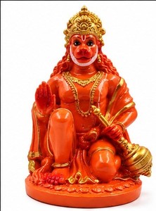 Handmade Hand Painted Resin Religious Hindu God Art Deco Figurine Red Gold Tabletop Living <b>Room</b> Housewarming Diwali <b>Decor</b> - Product Image 4