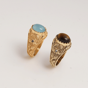Anillo con Cabujón de Ojo de Tigre Natural, Bisel de Latón, Diseño Vintage, Hecho a Mano, Unisex, Elegante, para Regalo - Product Image 2