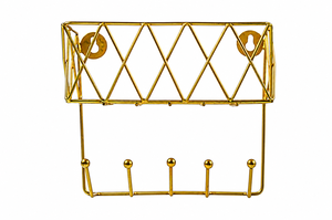 Porta Llaves de Pared de Metal Dorado Vintage, Organizador de Llaves Decorativo para Entrada y Hogar con Múltiples Ganchos - Product Image 2