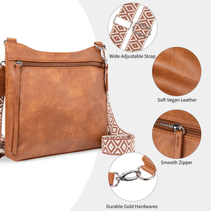Borsa a Tracolla in Pelle Scamosciata Marrone da Donna con 2 Cinghie Regolabili, Grande Capacità, Design Multi-Tasca - Product Image 5