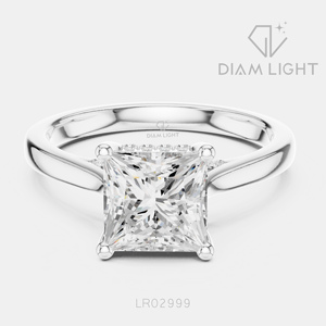 2.15CT IGI Certified Princess Cut Lab Grown Diamond <b>Ring</b> 14K White Gold F+ Color VS+ Clarity Modern Engagement <b>Ring</b> for Women - Product Image 1