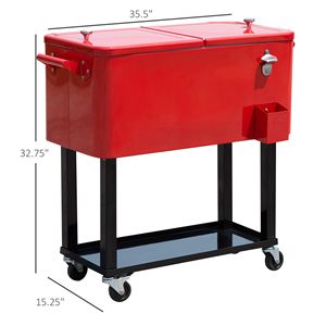 Carrello Frigo Portatile Rosso da 80 Qt con Materiale PU e Refrigeratore per Bevande su Ruote - Product Image 3