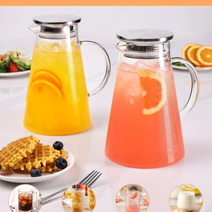 Lightweight Glass Water Jug Comfortable Grip Spill Resistant Lid Eco-Friendly BPA Free 1.8L <b>Large</b> Capacity for Indoor/Outdoor - Product Image 3
