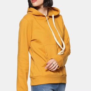 Sudadera con Capucha Color Mostaza para Mujer, de Punto, Manga Larga, Estilo Casual, para Otoño - Product Image 3