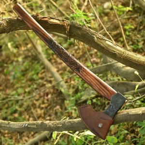 Hacha Vikinga Hecha a Mano, Hacha con Mango de Madera de Palisandro, Acero 52100, para Bushcraft y Camping - Product Image 6