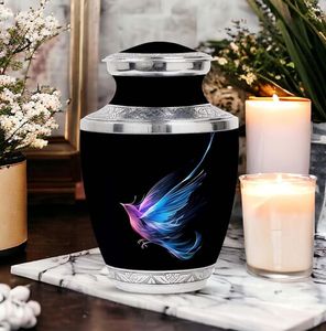 Dome Top Aluminum Urn for Human Ashes Adult Size - Curved Lid Metal Cremation Urn - Rounded Cover <b>Memorial</b> <b>Vase</b> for Funeral - Product Image 5