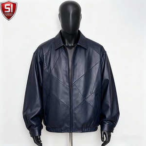 Chaqueta de Cuero Genuino de Cordero PU Roja de Invierno para Hombre, Estilo Motero Vintage, Reversible, con Lentejuelas y Patrón de Corazón, de Alta Calidad, Personalizada OEM - Product Image 2