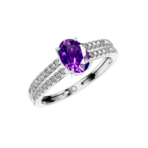 แหวนหมั้นอเมทิสต์สีทอง14K 18K แบบปรับแต่งได้ตามต้องการมาตรฐาน IGI เครื่องประดับแต่งงานทรงรีสำหรับปาร์ตี้ขายส่งจำนวนมาก - Product Image 5