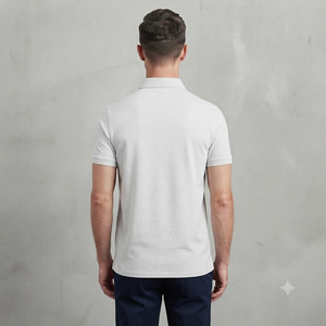 Camisa de Hombre Blanca de Fibra de Poliéster Piqué con Diseño de Puntos, Manga Corta, Cuello Clásico, Informal, Transpirable, para Primavera - Product Image 3
