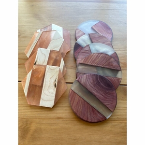 Luxury Round Wood Epoxy Resin <b>Coasters</b> Set of 6 with Holder Handmade Olive Wood River Resin <b>Drink</b> <b>Coaster</b> for Home Decor Gift - Product Image 4