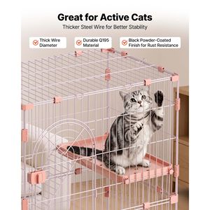 Grande Gabbia per Gatti a 4 Livelli, Recinto DIY Smontabile in Metallo 84x60x163 cm, Recinto per Interni - Product Image 4