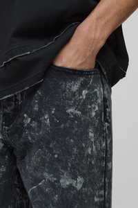 Custom Made 100% Cotton Vintage Black Denim Pant Men Oversized Heat-Transfer Printed Embroidery logo <b>Hip</b> Hop Comfortable - Product Image 3
