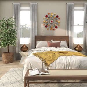 Escultura de Pared Moderna de Metal Negro con Círculos Irregulares, Decoración Colgante Hecha a Mano con Recubrimiento en Polvo - Product Image 4