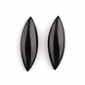 Cabochon en Onyx Noir Naturel de Qualité Supérieure, Calibré, Forme Marquise Allongée 10x30mm, Dos Plat Poli, Pierres Précieuses Libres pour la Fabrication de Bijoux - Product Image 1