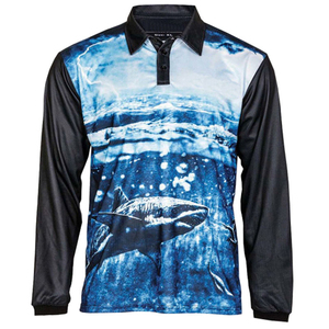 เสื้อโปโลตกปลาแขนยาวผู้ชาย แห้งเร็ว 100% โพลีเอสเตอร์ พิมพ์ลายแบบซับลิเมชั่น ระบายอากาศได้ดี ป้องกันรังสียูวี UPF 50 - Product Image 4
