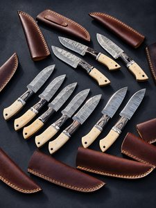 Wholesale Damascus Steel Skinning <b>Knives</b> Set Custom <b>Bone</b> & Wood <b>Handle</b> OEM Manufacturer Fixed Blade <b>Knife</b> Bulk wholesale - Product Image 5