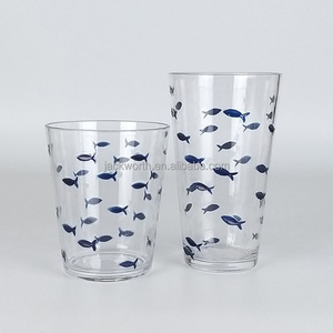 Vasos de Plástico con Diseño de Peces, Reutilizables, Resistentes a Roturas, Estilo Vintage, para Fiestas - Product Image 4