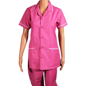 Vente en gros directe usine de tenues d'hôpital pour femmes en tissu tissé personnalisé de haute qualité, à manches courtes, avec détection d'aiguilles - Product Image 1