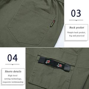 Shorts cargo pour hommes, taille élastique avec cordon de serrage, décontractés d'été, en coton, grandes tailles, coupe décontractée, shorts de travail - Product Image 4