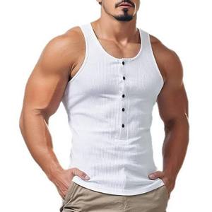 Camiseta sin Mangas para Hombre, Estilo Americano de Alta Gama, Moderna y Fresca, con Botones, Verano 2025 - Product Image 2