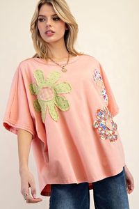 Camisetas de Verano Holgadas para Mujer, de Manga Corta, con Flores de Ganchillo, Suéteres de Punto, Bordados, Transpirables y de Secado Rápido - Product Image 5