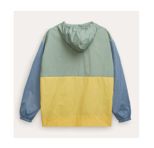 Veste coupe-vent légère en nylon froissé bleu pour homme, avec logo personnalisé, imperméable, design patchwork colorblock, à capuche, grandes tailles - Product Image 3