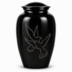 Urna Funeraria Azul con Palomas Blancas Grabadas, Adhesivo Conmemorativo con Imagen, Urna de Esmalte para Cenizas Humanas - Product Image 5
