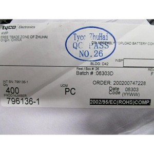 แบตเตอรี่แบบเหรียญ TE Tyco 796136-1 จำนวน 400 ก้อน - อุปกรณ์และอะไหล่เซมิคอนดักเตอร์ระดับโลกที่เชื่อถือได้ - Product Image 1